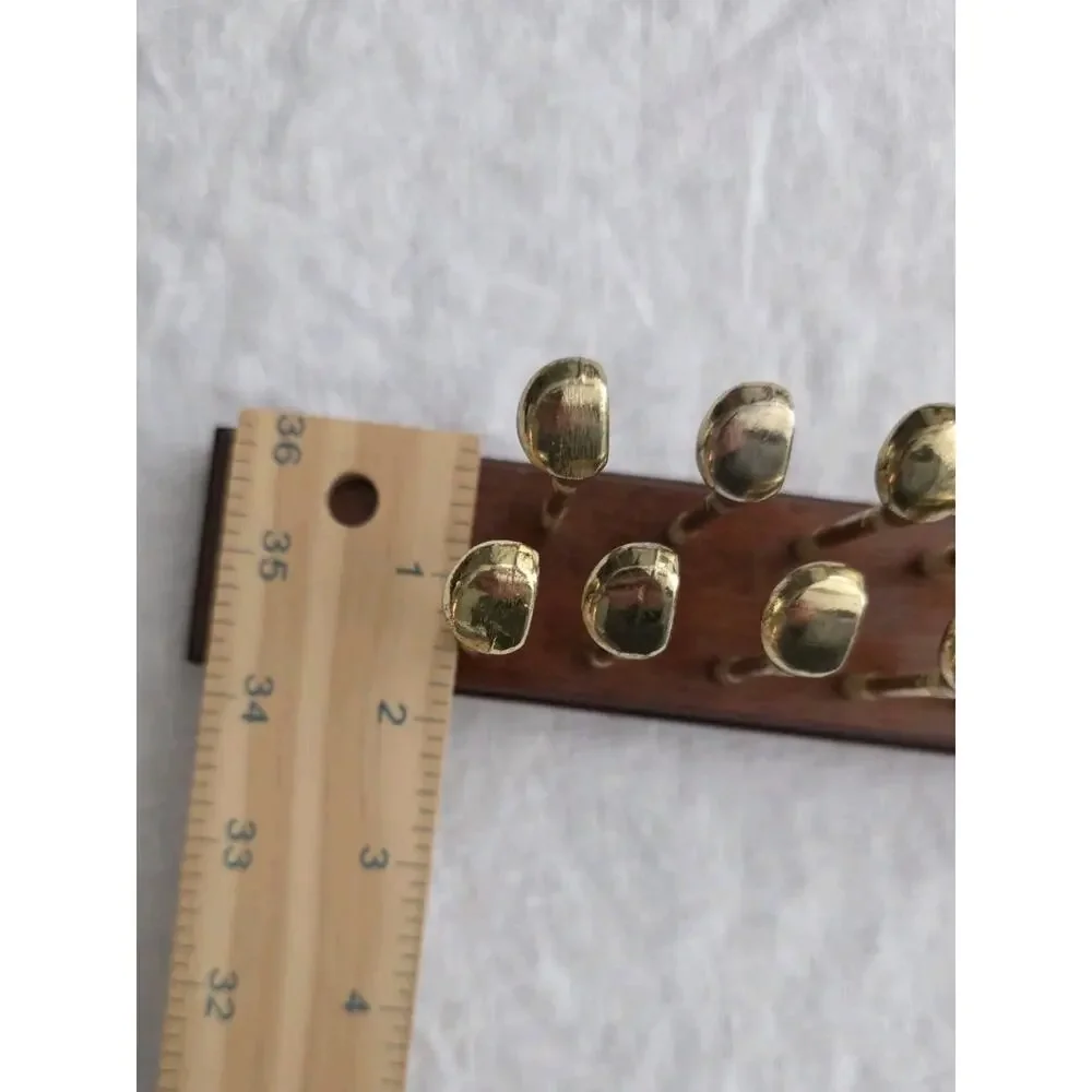 Vintage Brass Golf Club Peg Hanger Wood Tie Rack Wall Mount Scarf Belt